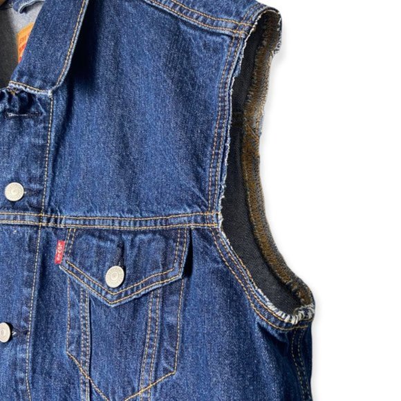 Mens Dark Wash Levis Denim Vest - Picture 3 of 5
